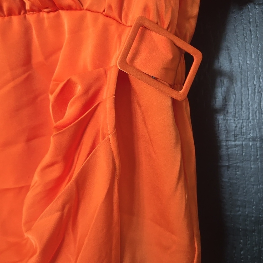 MELLODAY Vibrant Orange Satin Romper Size Large - Picture 3 of 12